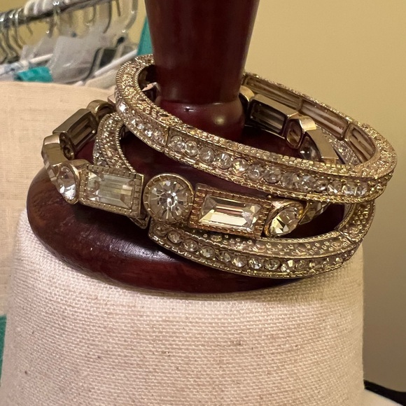 Gold and Crystal 3 Bracelet Set - Picture 3 of 5